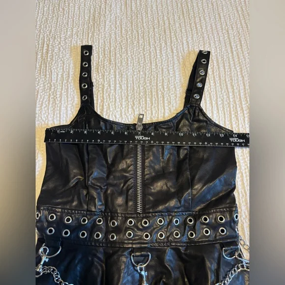 Widow Dolls Kill Black Faux Leather Mini Dress Size Small Gothic Grunge Punk - Picture 10 of 16